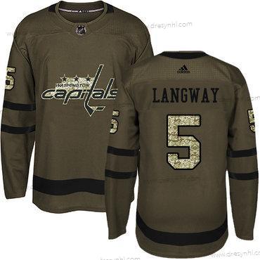 Adidas Washington Capitals #5 Rod Langway Zelená Salute to Service Sešitý NHL dres – Pánské