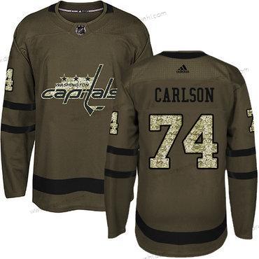 Adidas Washington Capitals #74 John Carlson Zelená Salute to Service Sešitý NHL dres – Pánské