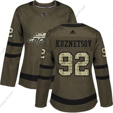 Adidas Washington Capitals #92 Evgeny Kuznetsov Zelená Salute to Service Sešitý NHL dres – Dámské