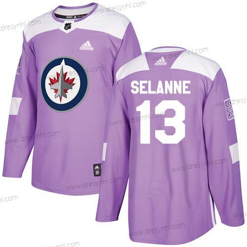 Adidas Winnipeg Jets #13 Teemu Selanne Nachový Autentické Bojuje proti rakovině Sešitý NHL dres – Pánské