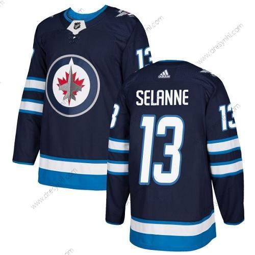 Adidas Winnipeg Jets #13 Teemu Selanne Námořnictvo Modrý Domácí dres Autentické Sešitý NHL dres – Pánské