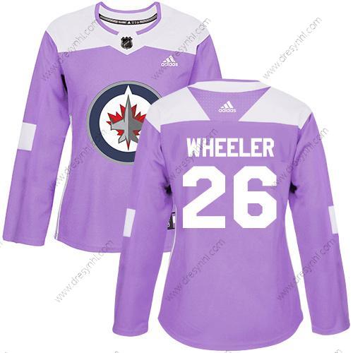 Adidas Winnipeg Jets #26 Blake Wheeler Nachový Autentické Bojuje proti rakovině Sešitý NHL dres – Dámské