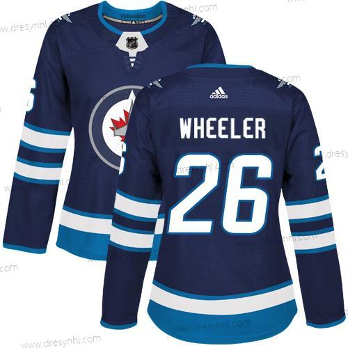 Adidas Winnipeg Jets #26 Blake Wheeler Námořnictvo Modrý Domácí dres Autentické Sešitý NHL dres – Dámské