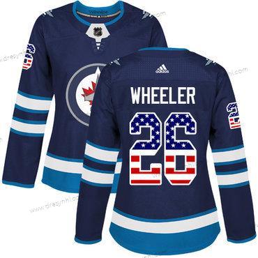 Adidas Winnipeg Jets #26 Blake Wheeler Námořnictvo Modrý Domácí dres Autentické USA Flag Sešitý NHL dres – Dámské