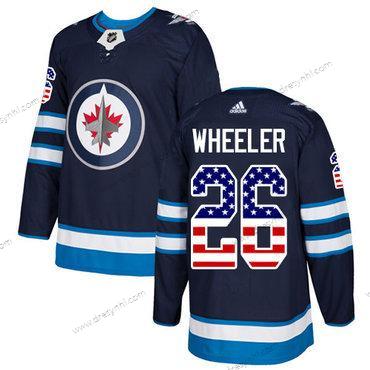 Adidas Winnipeg Jets #26 Blake Wheeler Námořnictvo Modrý Domácí dres Autentické USA Flag Sešitý NHL dres – Pánské