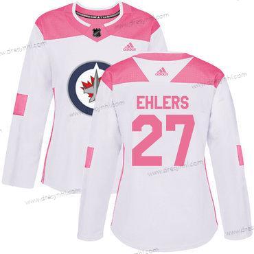 Adidas Winnipeg Jets #27 Nikolaj Ehlers Bílý Růžový Autentické Sešitý NHL dres – Dámské