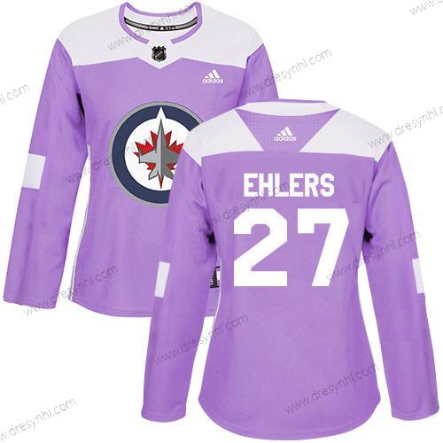 Adidas Winnipeg Jets #27 Nikolaj Ehlers Nachový Autentické Bojuje proti rakovině Sešitý NHL dres – Dámské