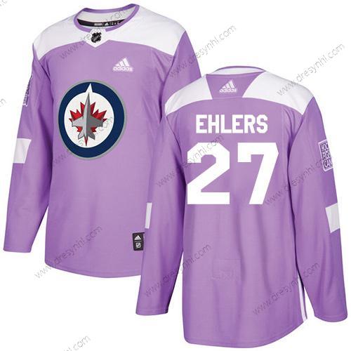 Adidas Winnipeg Jets #27 Nikolaj Ehlers Nachový Autentické Bojuje proti rakovině Sešitý NHL dres – Pánské