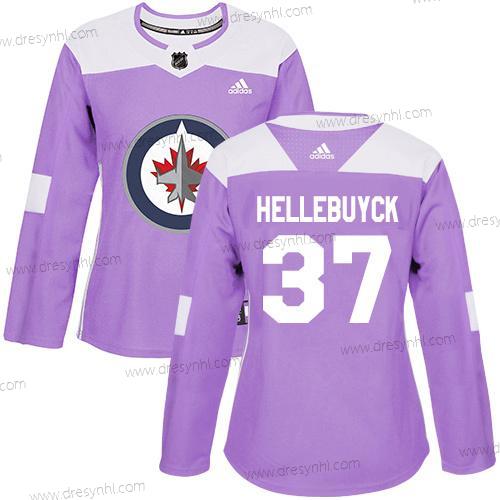 Adidas Winnipeg Jets #37 Connor Hellebuyck Nachový Autentické Bojuje proti rakovině Sešitý NHL dres – Dámské