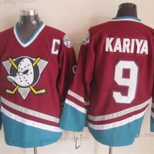 Anaheim Ducks #9 Paul Kariya Červené Retro CCM dres – Pánské