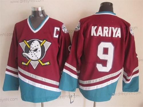 Anaheim Ducks #9 Paul Kariya Červené Retro CCM dres – Pánské