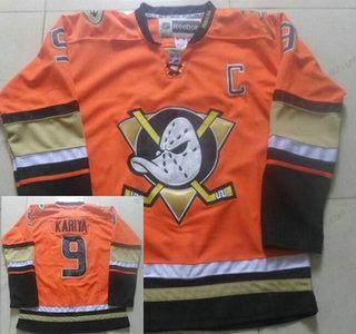 Anaheim Ducks #9 Paul Kariya Reebok Oranžová Náhradní Premier dres – Pánské