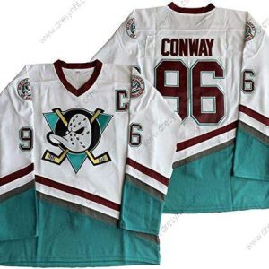 Anaheim Ducks #96 Charlie Conway Mighty Ducks Film 1995-96 Bílý Zelená Hokejový dres – Pánské