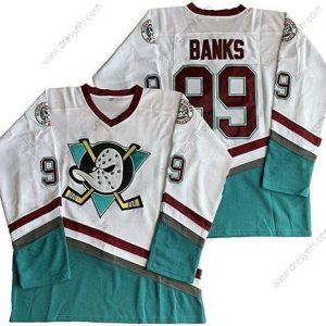 Anaheim Ducks #99 Adam Banks Mighty Ducks 1995-96 Mighty Film Bílý Zelená dres – Pánské