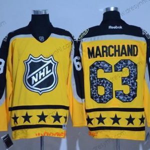 Atlantic Division Boston Bruins #63 Brad Marchand Reebok Žlutá 2017 NHL All-Star Sešitý Hokejový dres – Pánské