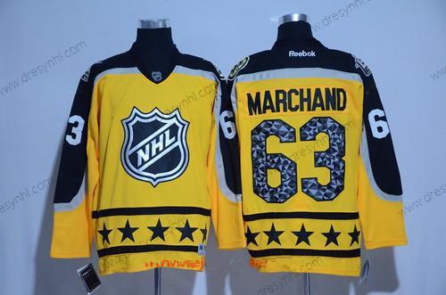 Atlantic Division Boston Bruins #63 Brad Marchand Reebok Žlutá 2017 NHL All-Star Sešitý Hokejový dres – Pánské