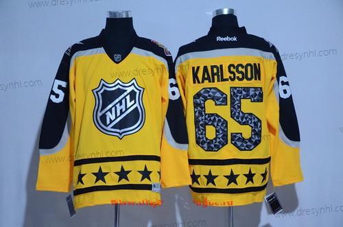 Atlantic Division Ottawa Senators #65 Erik Karlsson Reebok Žlutá 2017 NHL All-Star Sešitý Hokejový dres – Pánské