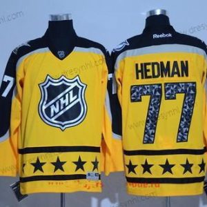 Atlantic Division Tampa Bay Lightning #77 Victor Hedman Reebok Žlutá 2017 NHL All-Star Sešitý Hokejový dres – Pánské