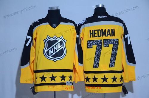 Atlantic Division Tampa Bay Lightning #77 Victor Hedman Reebok Žlutá 2017 NHL All-Star Sešitý Hokejový dres – Pánské