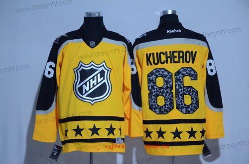 Atlantic Division Tampa Bay Lightning #86 Nikita Kucherov Reebok Žlutá 2017 NHL All-Star Sešitý Hokejový dres – Pánské