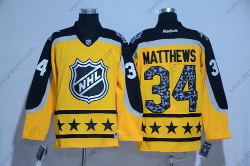 Atlantic Division Toronto Maple Leafs #34 Auston Matthews Reebok Žlutá 2017 NHL All-Star Sešitý Hokejový dres – Pánské