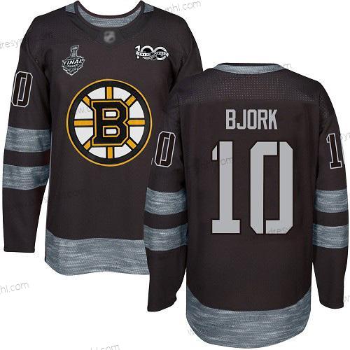 Boston Bruins #10 Anders Bjork Černá 1917-2017 100th Výročí 2019 Stanley Cup Final Bound Sešitý Hokejový dres – Pánské