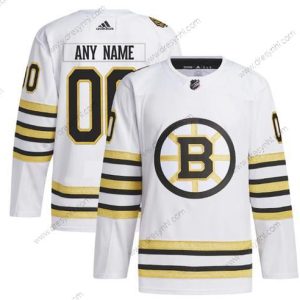 Boston Bruins Personalizované Bílý 100th Výročí Sešitý dres – Pánské