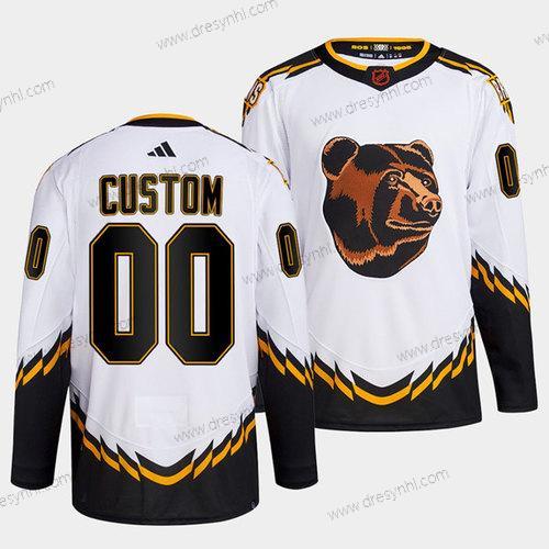 Boston Bruins Personalizované Bílý 2022 Obrácený Retro Sešitý dres – Pánské