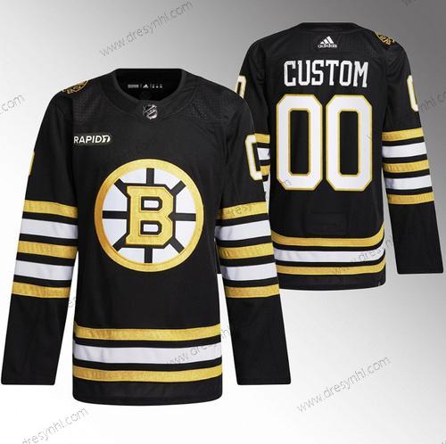 Boston Bruins Personalizované Černá With Rapid7 Patch 100th Výročí Sešitý dres – Pánské