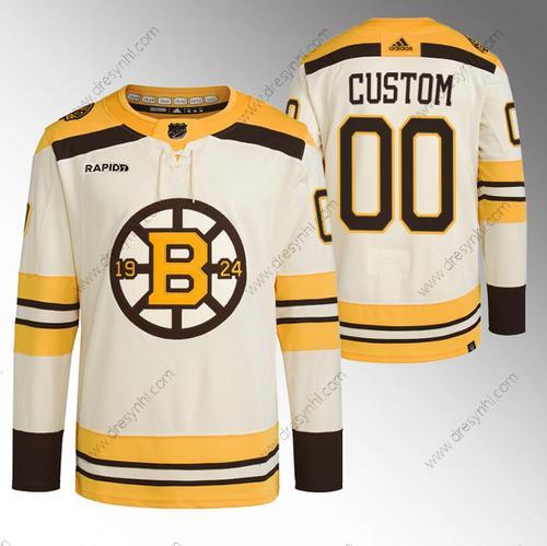 Boston Bruins Personalizované Krémová With Rapid7 Patch 100th Výročí Sešitý dres – Pánské