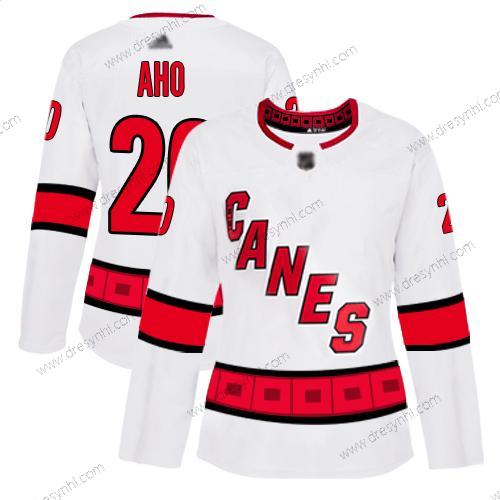 Carolina Hurricanes #20 Sebastian Aho Bílý Road Autentické Sešitý Hokejový dres – Dámské