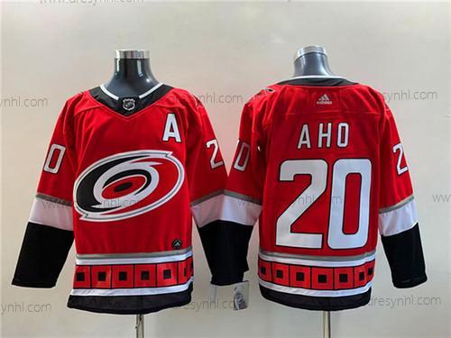 Carolina Hurricanes #20 Sebastian Aho New Červené Sešitý dres – Pánské