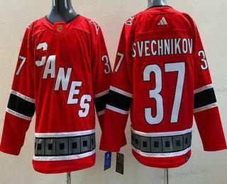 Carolina Hurricanes #37 Andrei Svechnikov Červené 2022 Obrácený Retro Autentické dres – Pánské