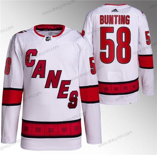 Carolina Hurricanes #58 Michael Bunting Bílý Sešitý dres – Pánské