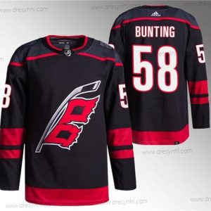 Carolina Hurricanes #58 Michael Bunting Černá Sešitý dres – Pánské