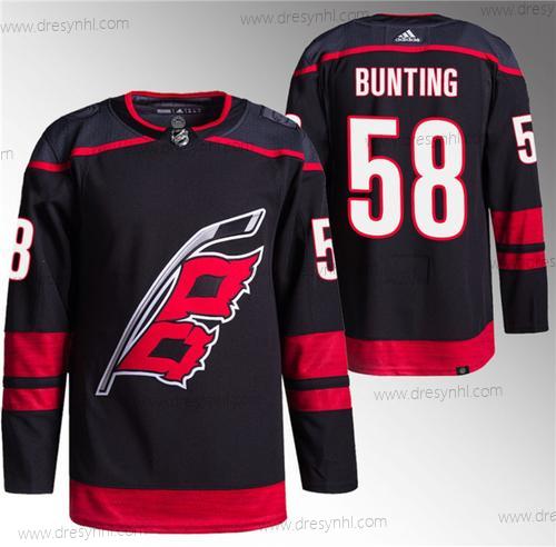 Carolina Hurricanes #58 Michael Bunting Černá Sešitý dres – Pánské