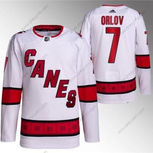 Carolina Hurricanes #7 Dmitry Orlov Bílý Sešitý dres – Pánské