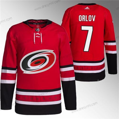 Carolina Hurricanes #7 Dmitry Orlov Červené Sešitý dres – Pánské