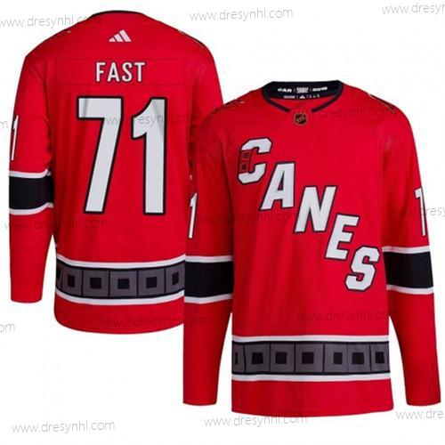 Carolina Hurricanes #71 Jesper Fast 2022-23 Obrácený Retro Červené Sešitý dres – Pánské