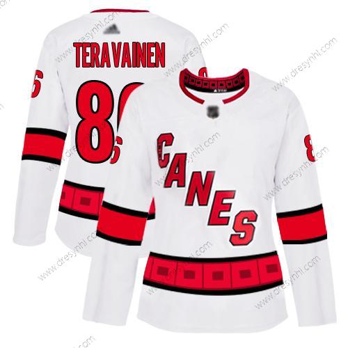 Carolina Hurricanes #86 Teuvo Teravainen Bílý Road Autentické Sešitý Hokejový dres – Dámské