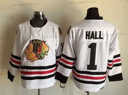 Chicago Blackhawks #1 Glenn Hall Bílý CCM Vintage dres – Pánské