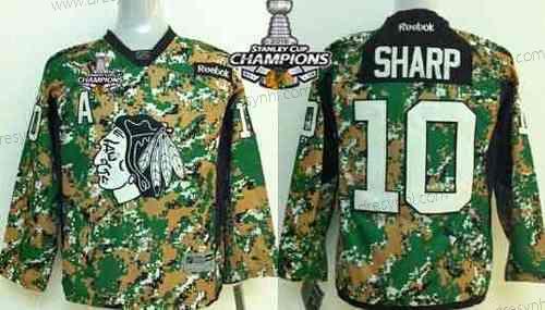 Chicago Blackhawks #10 Patrick Sharp 2014 Camo dres W/2015 Stanley Cup Champion Patch – Dětské