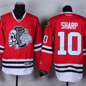 Chicago Blackhawks #10 Patrick Sharp Červené With Černá Skulls dres – Pánské