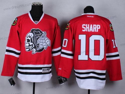 Chicago Blackhawks #10 Patrick Sharp Červené With Černá Skulls dres – Pánské