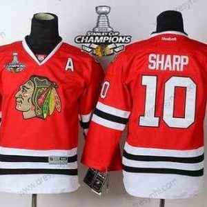 Chicago Blackhawks #10 Patrick Sharp Červené dres W/2015 Stanley Cup Champion Patch – Dětské