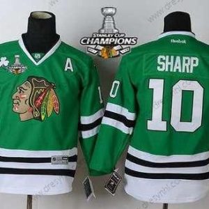 Chicago Blackhawks #10 Patrick Sharp Zelená dres W/2015 Stanley Cup Champion Patch – Dětské