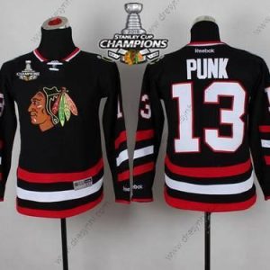 Chicago Blackhawks #13 Cm Punk 2014 Stadium Series Černá dres W/2015 Stanley Cup Champion Patch – Dětské