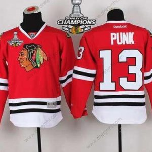 Chicago Blackhawks #13 Cm Punk Červené dres W/2015 Stanley Cup Champion Patch – Dětské