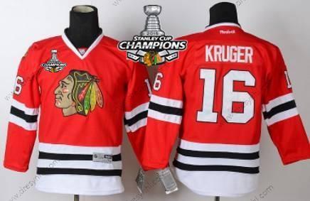 Chicago Blackhawks #16 Marcus Kruger Červené dres W/2015 Stanley Cup Champion Patch – Dětské