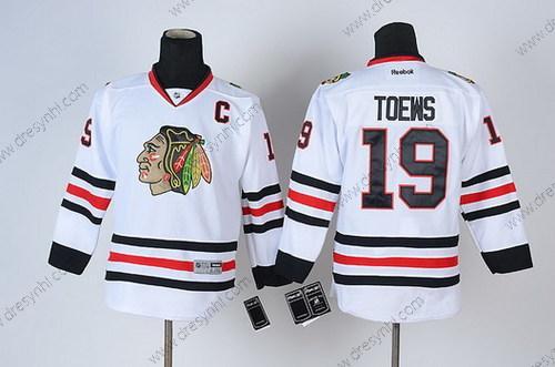 Chicago Blackhawks #19 Janathan Toews Bílý dres – Dětské